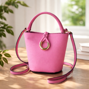 Bandolera cuero rosa